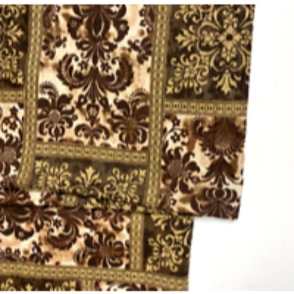 2 Brown Batik Bohemian Curtains Panels Drapes 80 Long Brown Gold Boho Pattern - Picture 3 of 4
